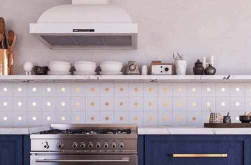 cement tile backsplash